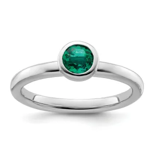 Sterling Silver Stackable Expressions Emerald Ring