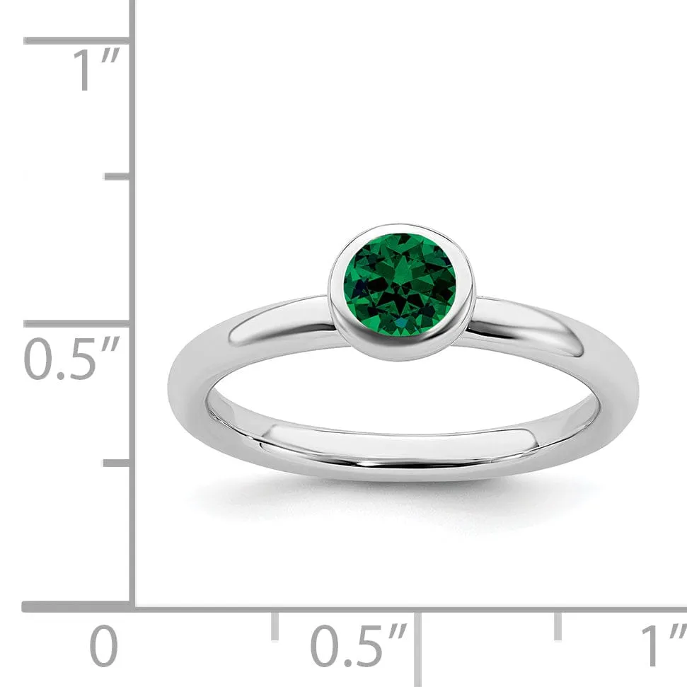 Sterling Silver Stackable Expressions Emerald Ring