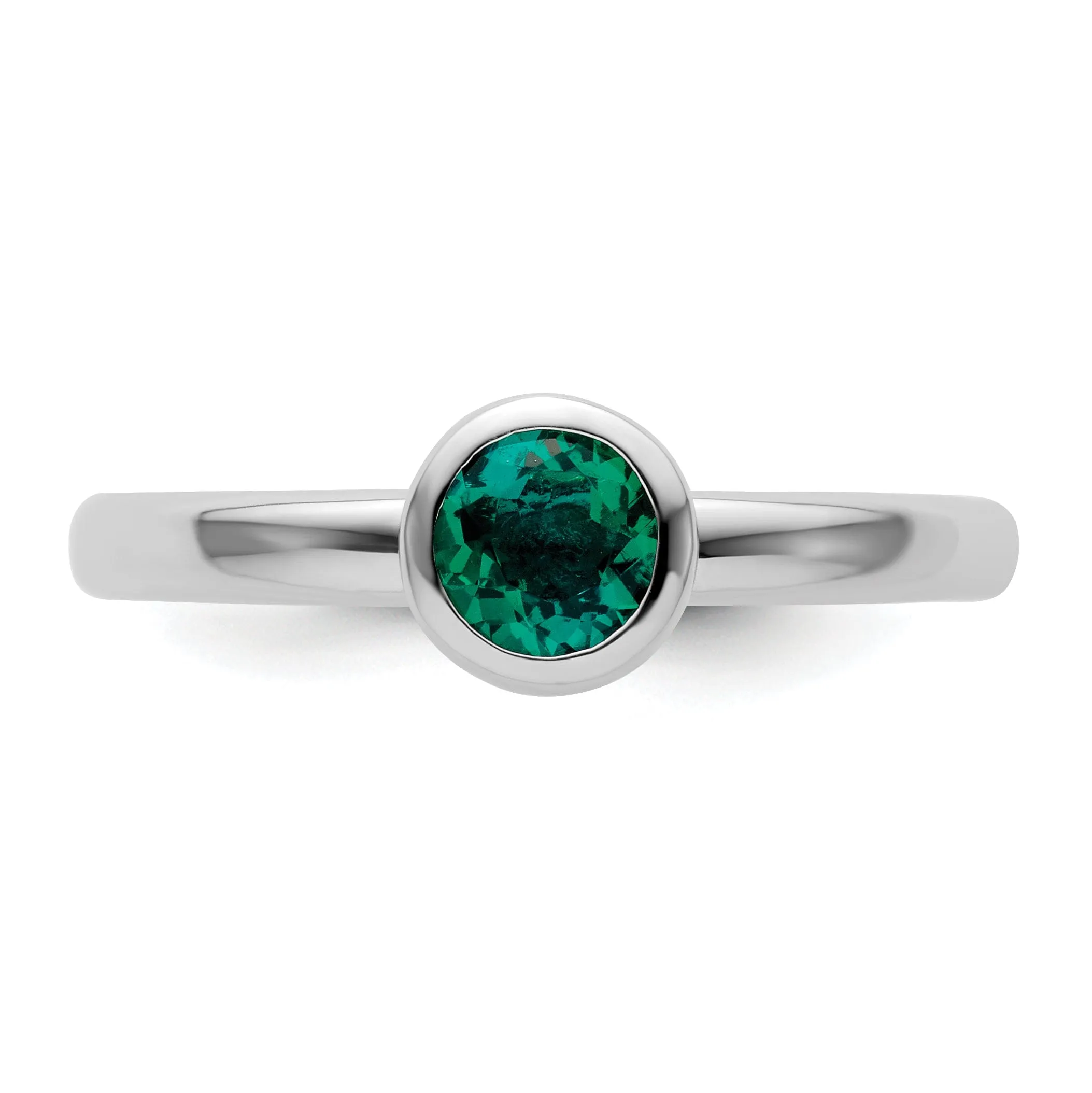 Sterling Silver Stackable Expressions Emerald Ring