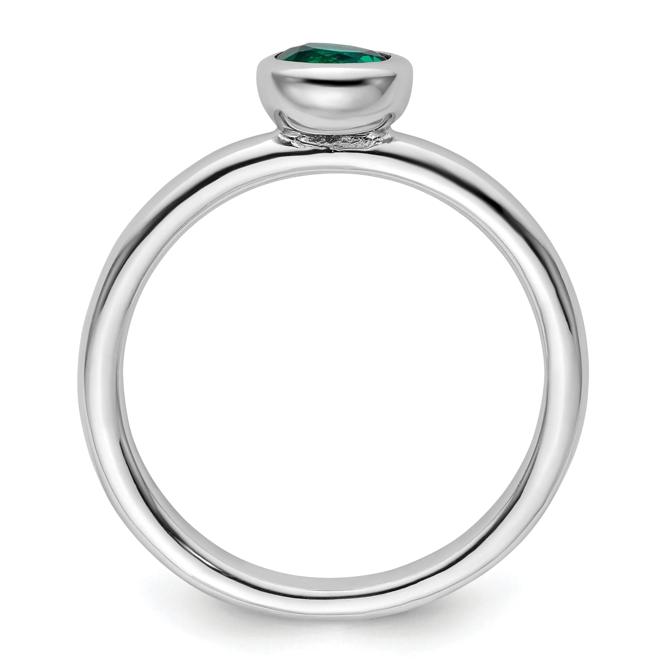 Sterling Silver Stackable Expressions Emerald Ring