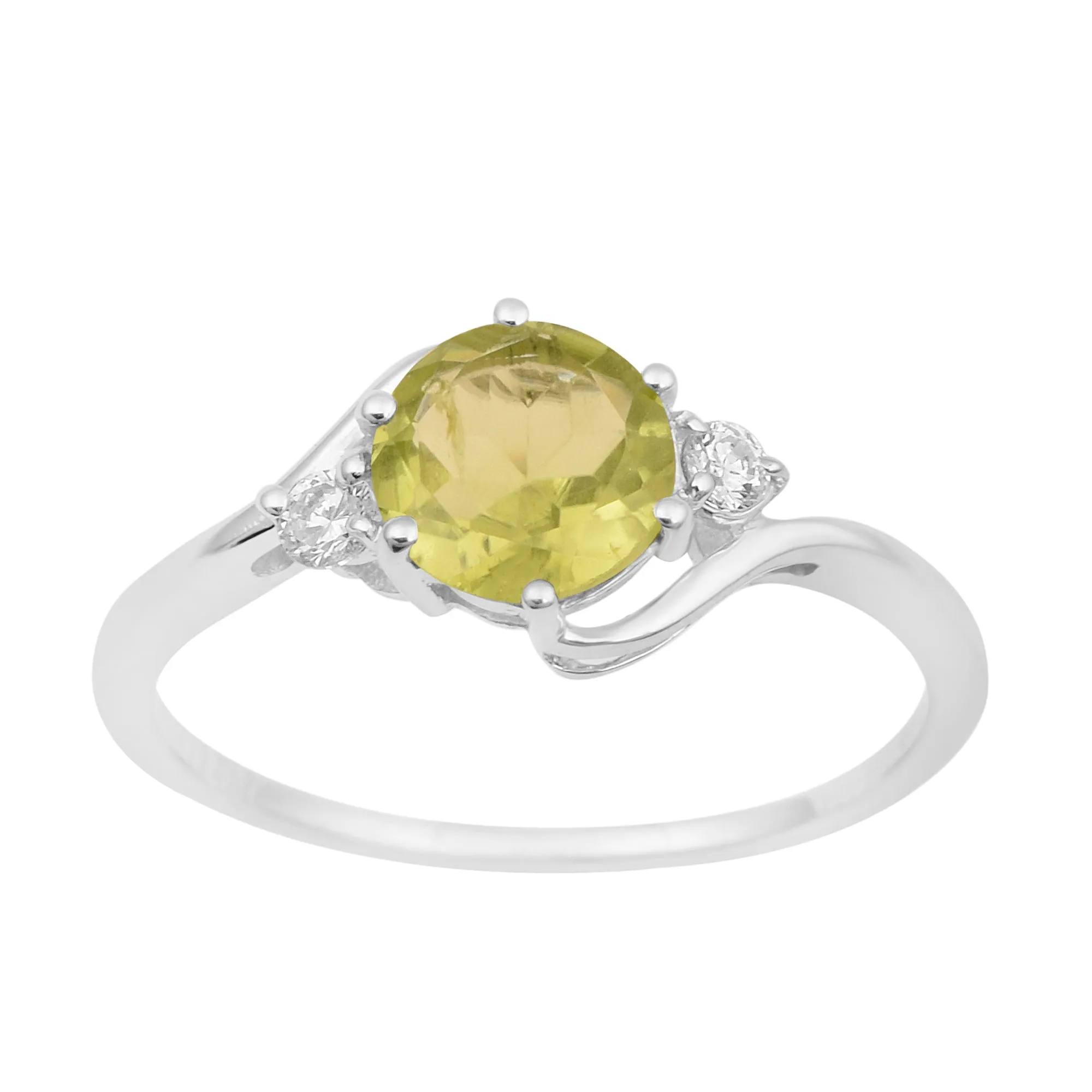 Sterling Silver Timeless Peridot Round 7 MM Women Engagement Ring