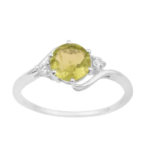 Sterling Silver Timeless Peridot Round 7 MM Women Engagement Ring