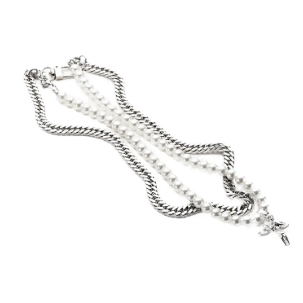 Street Double Angel Pearl Necklace