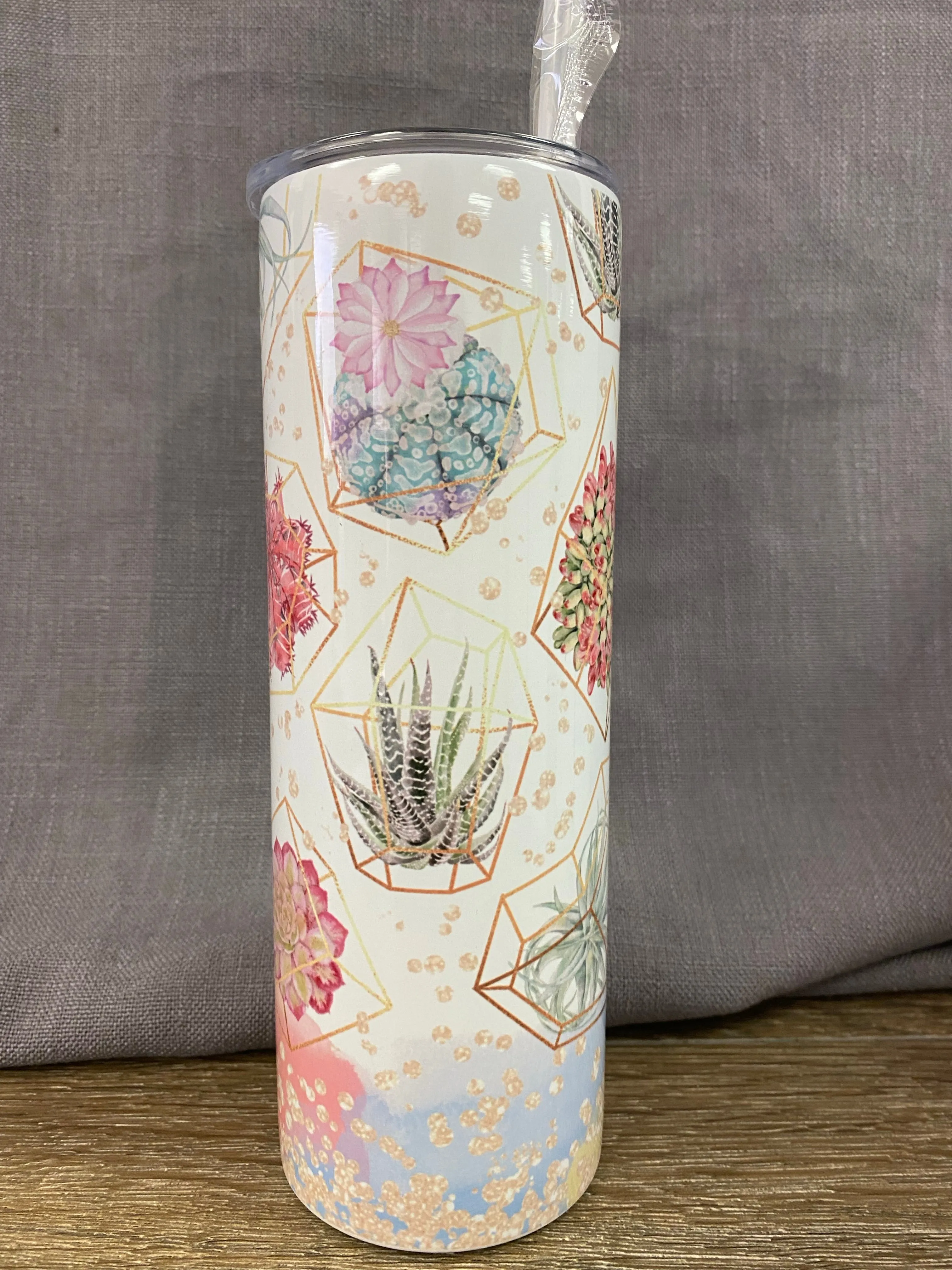 Succulent plants geometric shapes- 20oz stainless steel sublimated Tumbler