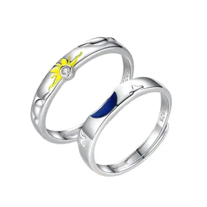 Sun, Moon and Stars Couple Ring Set