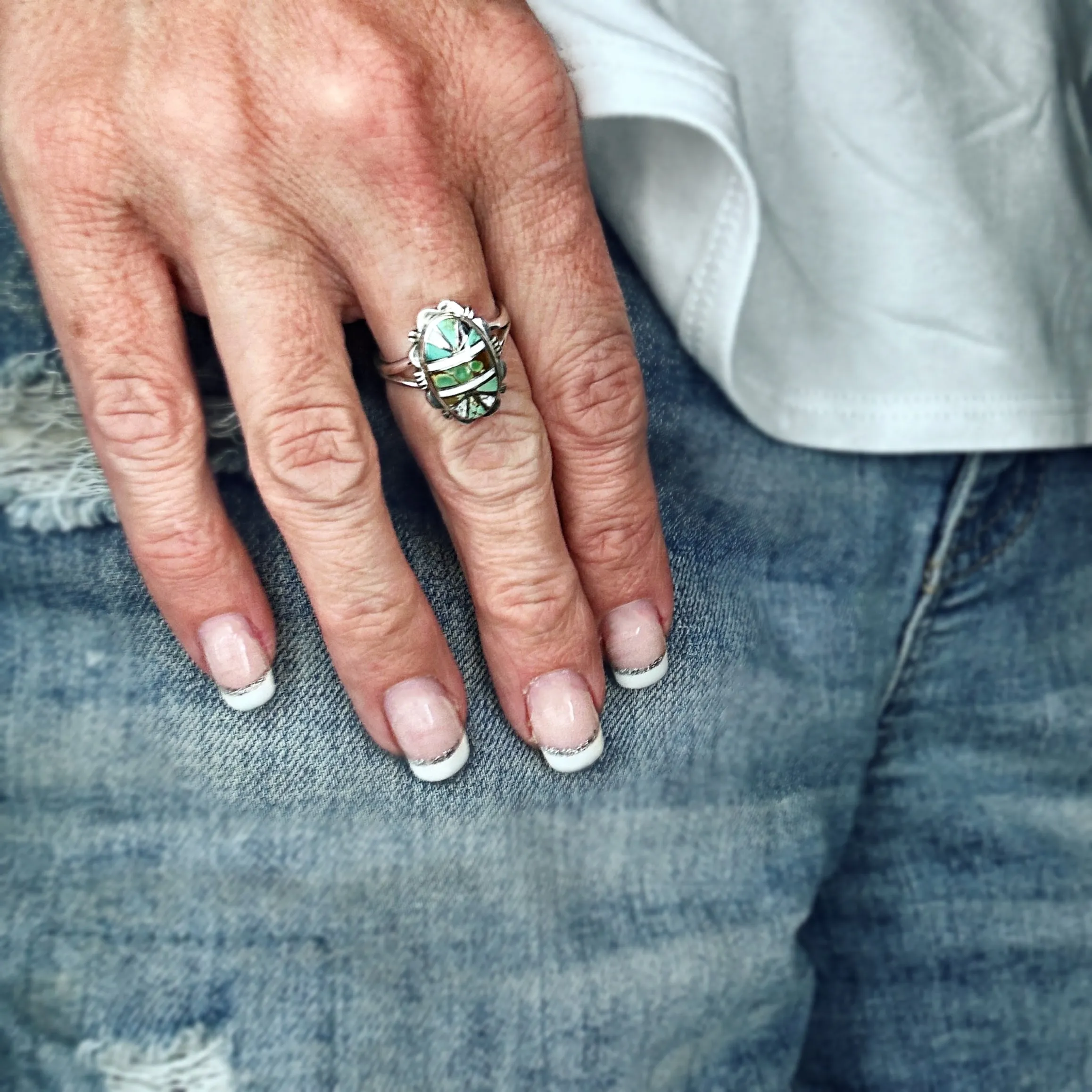 Sundown {Iron Maiden turquoise & White Buffalo} Ring