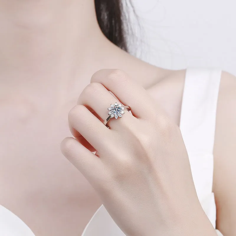 Sunflower Moissanite Diamond Ring