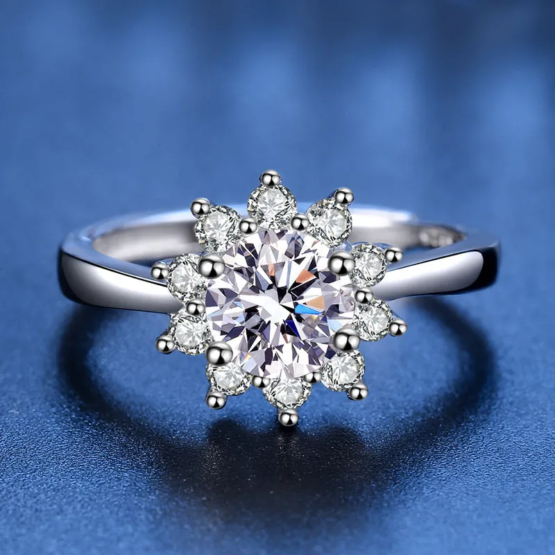 Sunflower Moissanite Diamond Ring