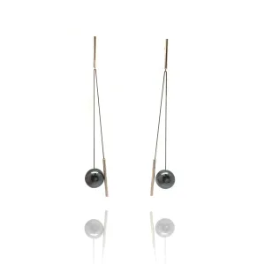 Swinging Silver And Hematite Sphere Earrings