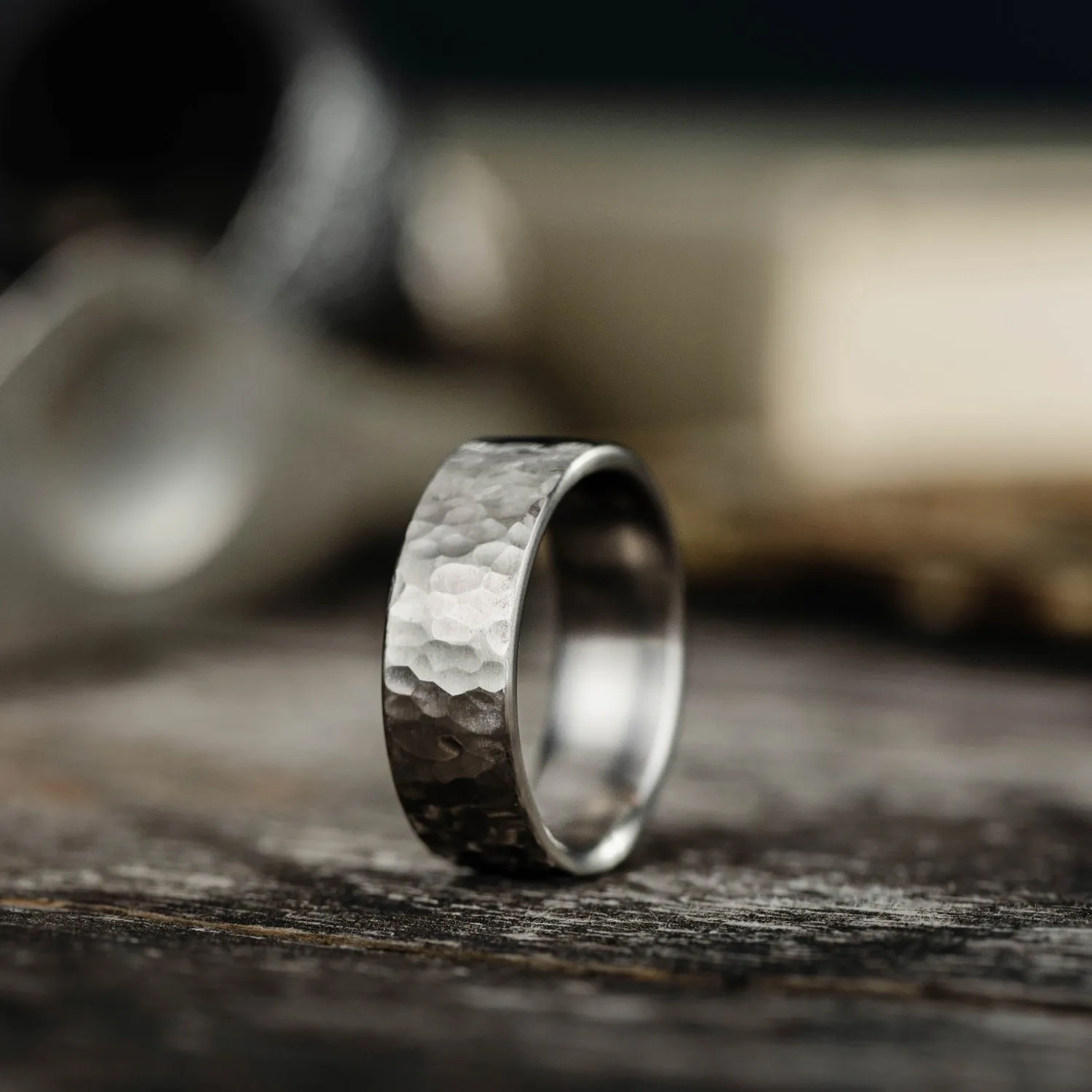 The Arche | 8mm Men's Hammered Titanium Wedding Band