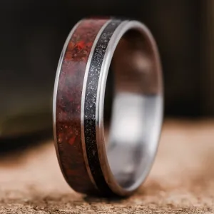 The DinoStar | Men's Dinosaur Bone, Meteorite Dust, & Titanium Wedding Band