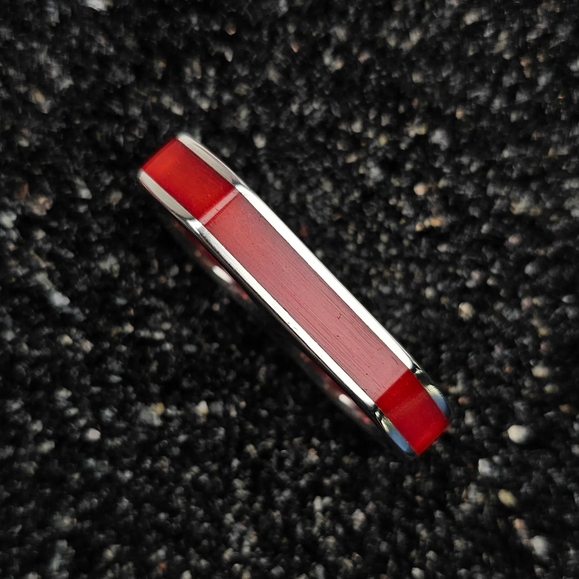 The Four Point (Red Camel Bone & Continuum Silver Two Finger Ring)