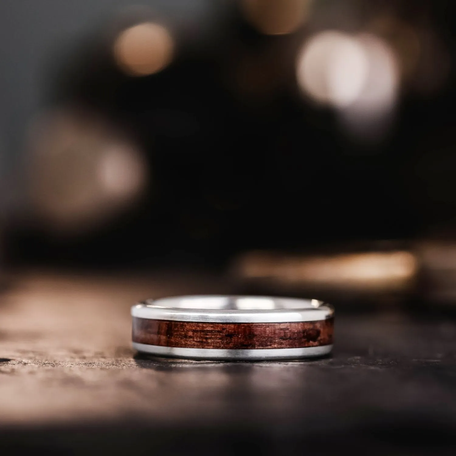 The Garand | Men's M1 Garand Rifle Stock Wood and Silver Wedding Band
