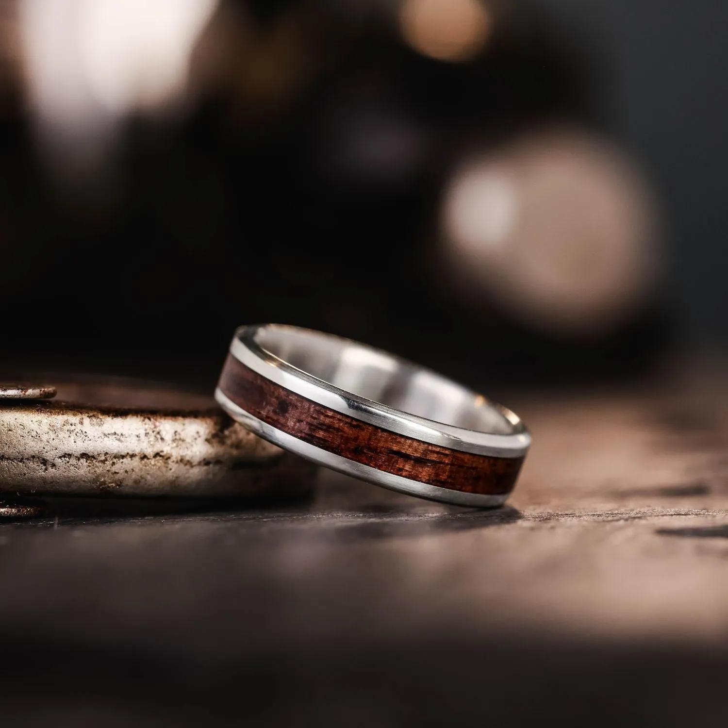 The Garand | Men's M1 Garand Rifle Stock Wood and Silver Wedding Band