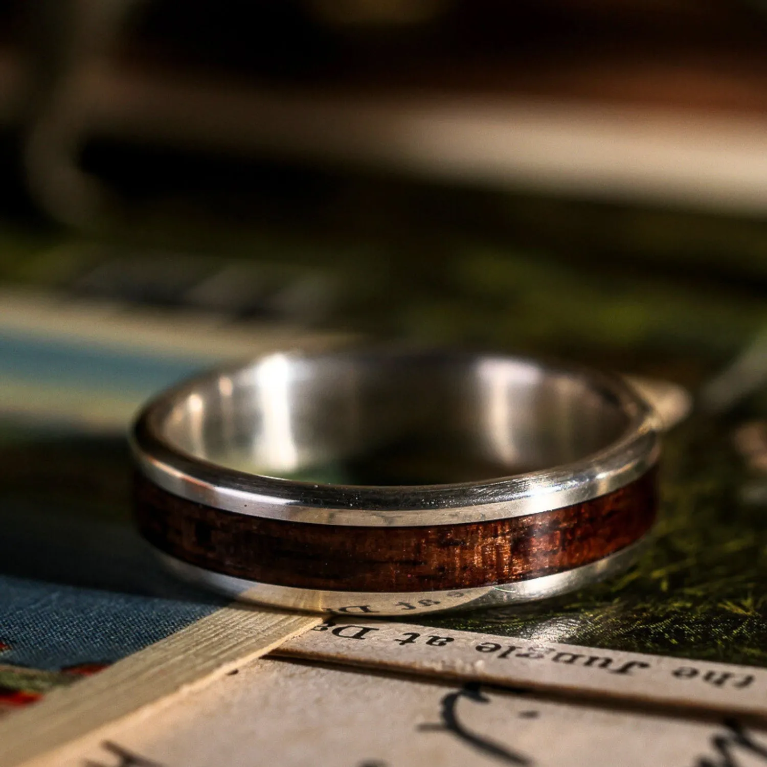 The Garand | Men's M1 Garand Rifle Stock Wood and Silver Wedding Band