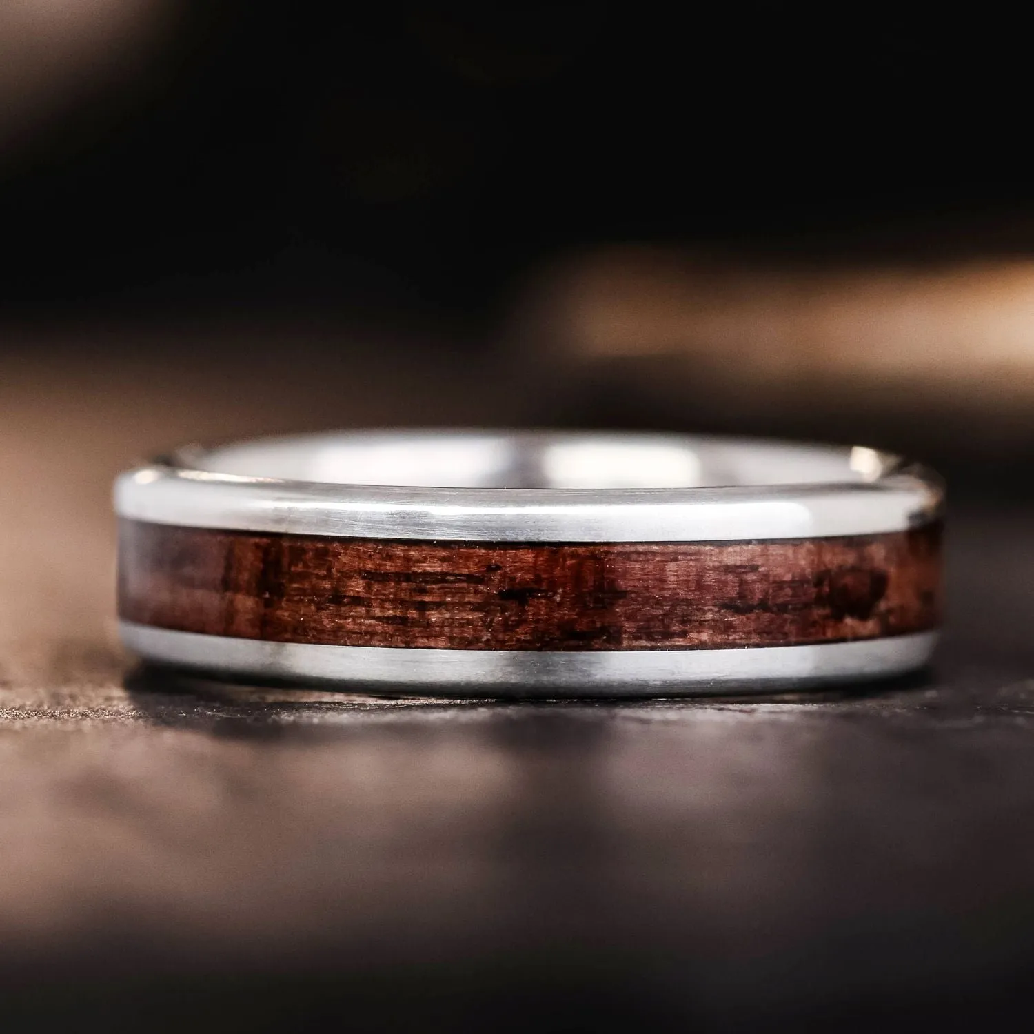 The Garand | Men's M1 Garand Rifle Stock Wood and Silver Wedding Band