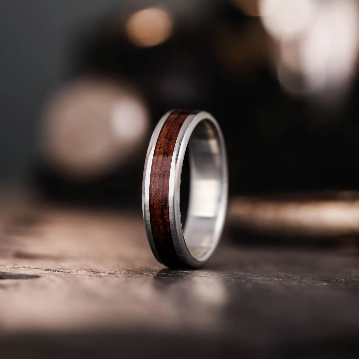 The Garand | Men's M1 Garand Rifle Stock Wood and Silver Wedding Band