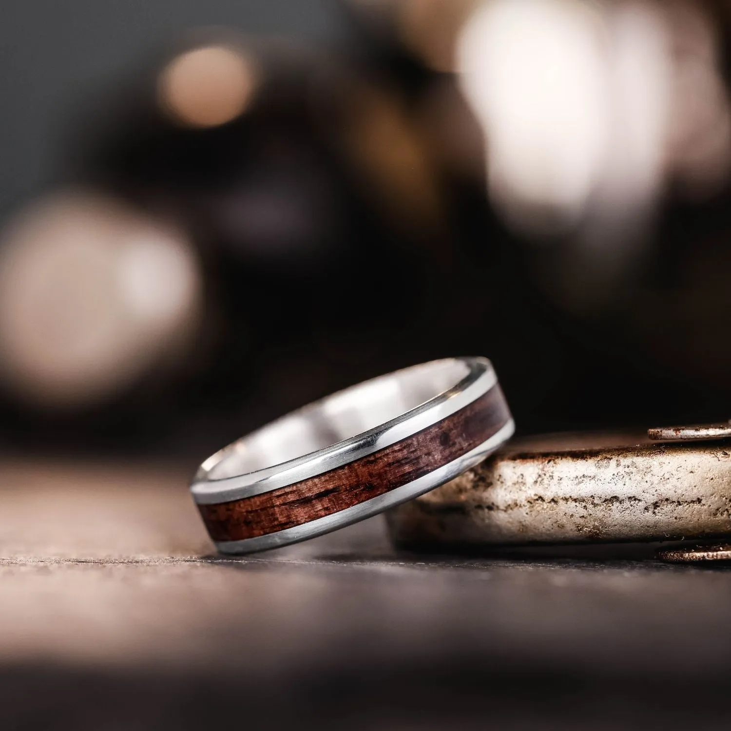 The Garand | Men's M1 Garand Rifle Stock Wood and Silver Wedding Band