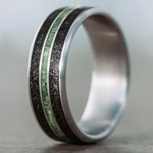 The Interstellar | Men's Titanium Wedding Band with Meteorite Dust and Imperial Diopside