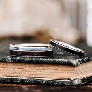 The Spirit of Sonora & The Helen - Black Whiskey Barrel Sterling Silver Wedding Ring Set