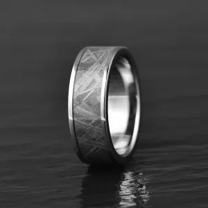 The Widmanstatten - Muonionalusta Meteorite Titanium Men's Wedding Band 8MM