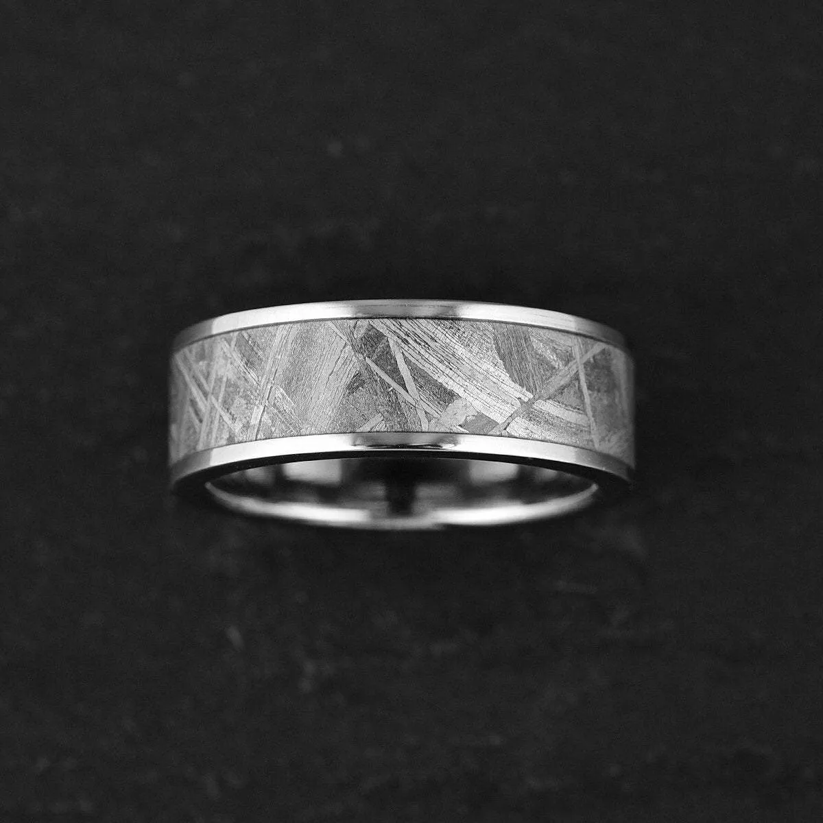 The Widmanstatten - Muonionalusta Meteorite Titanium Men's Wedding Band 8MM