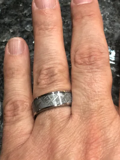 The Widmanstatten - Muonionalusta Meteorite Titanium Men's Wedding Band 8MM