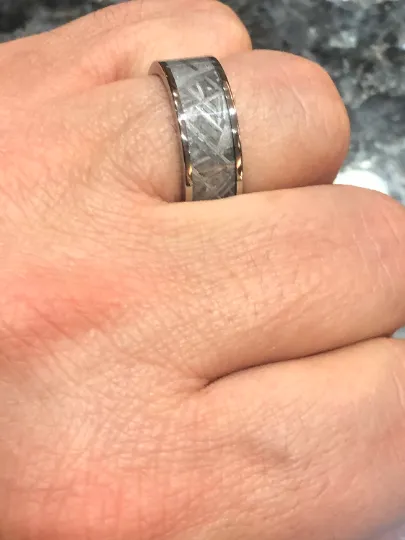 The Widmanstatten - Muonionalusta Meteorite Titanium Men's Wedding Band 8MM