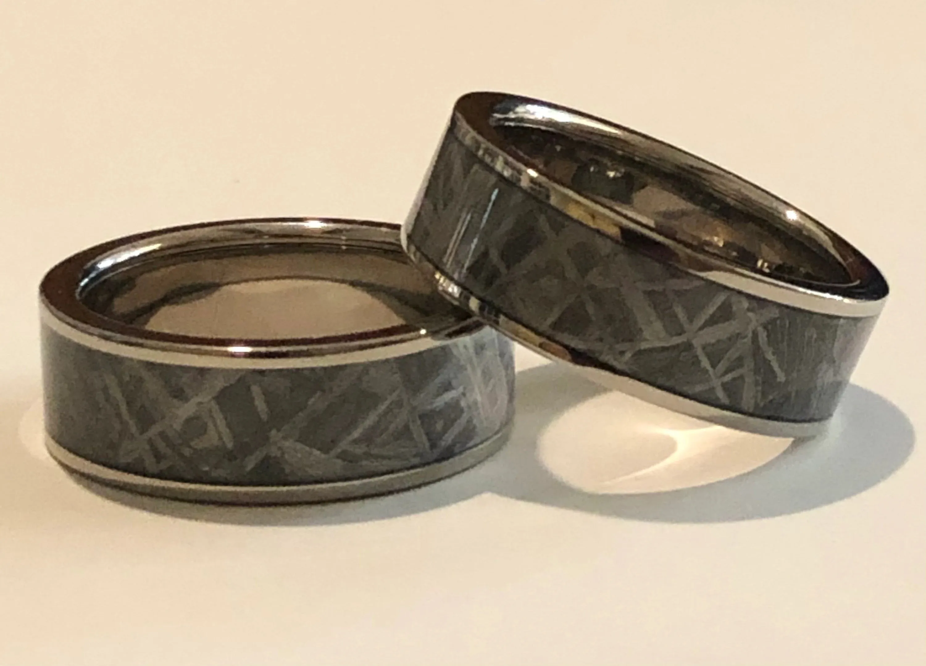 The Widmanstatten Ring - Muonionalusta Meteorite Tungsten Mens Wedding Band 8MM