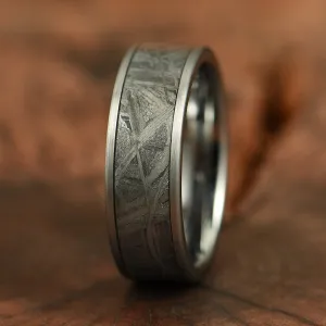 The Widmanstatten Ring - Muonionalusta Meteorite Tungsten Mens Wedding Band 8MM