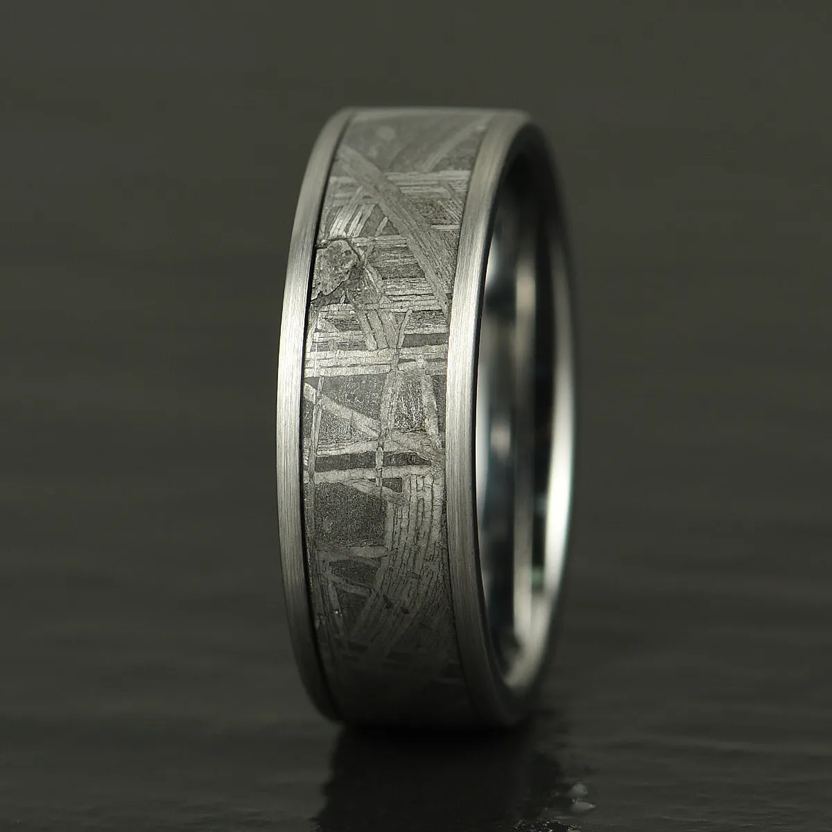 The Widmanstatten Ring - Muonionalusta Meteorite Tungsten Mens Wedding Band 8MM
