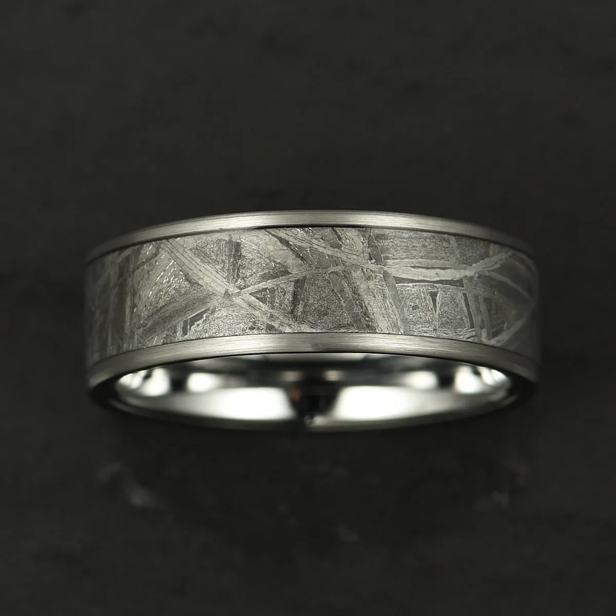 The Widmanstatten Ring - Muonionalusta Meteorite Tungsten Mens Wedding Band 8MM