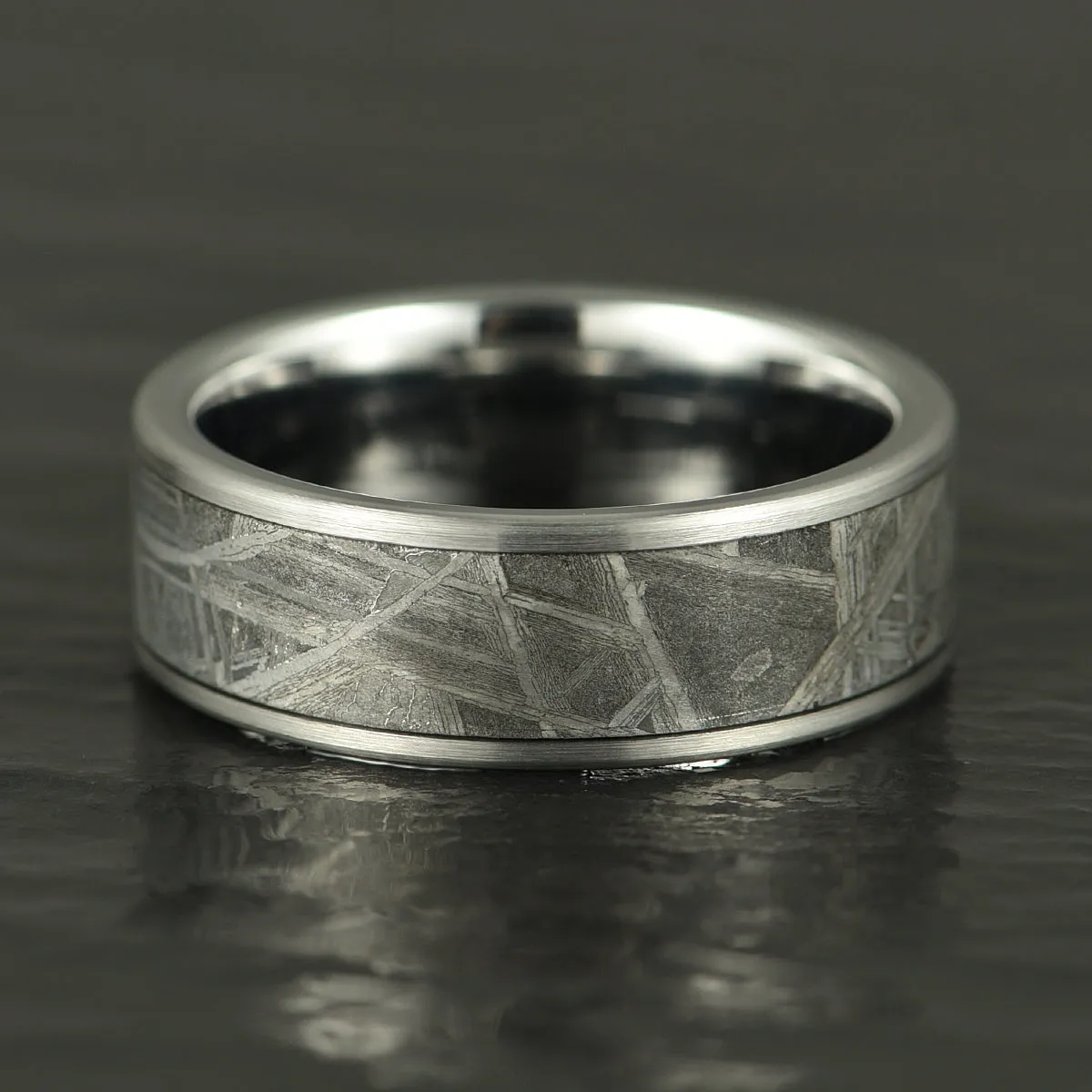 The Widmanstatten Ring - Muonionalusta Meteorite Tungsten Mens Wedding Band 8MM