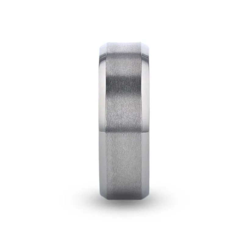 Thorsten SHIRE Titanium Brushed Center Flat Ring with Polished Beveled Edges - 6mm & 8mm