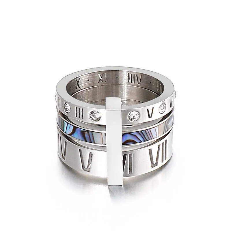 Three Layers Roman Numerals Diamond Ring Set