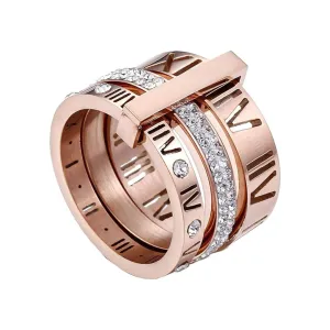 Three Layers Roman Numerals Diamond Ring Set