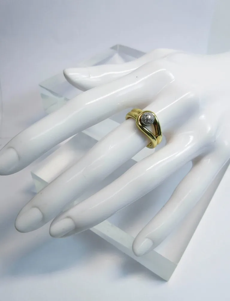 TIFFANY & CO. 18 Karat Yellow Gold Platinum and Diamond Ring