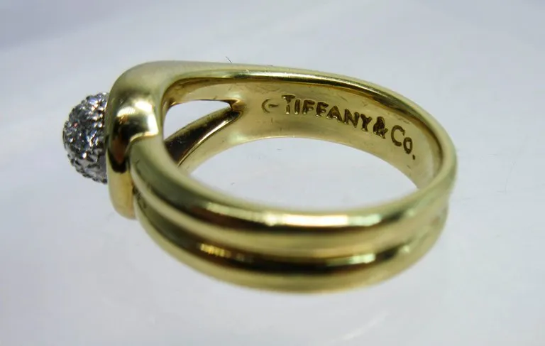 TIFFANY & CO. 18 Karat Yellow Gold Platinum and Diamond Ring