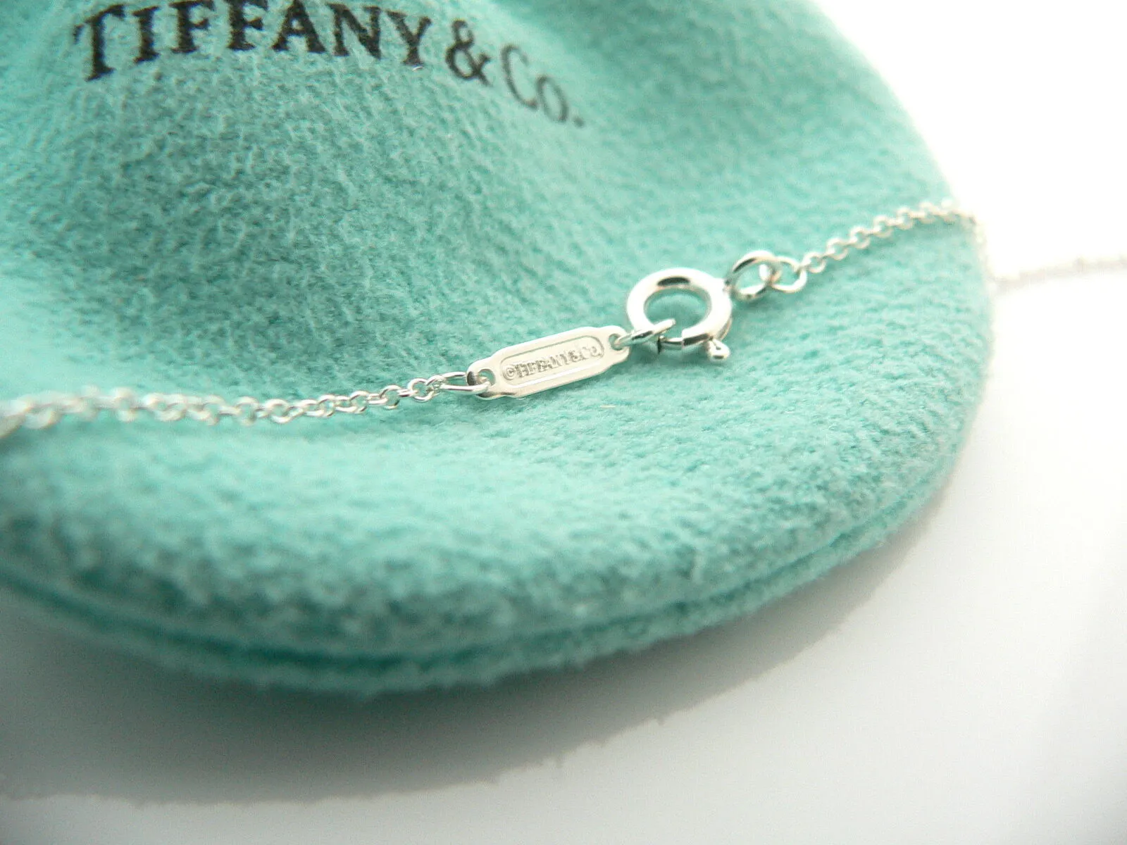 Tiffany & Co 1837 Interlocking Circles Necklace Pendant Chain Gift Pouch 17 Inch