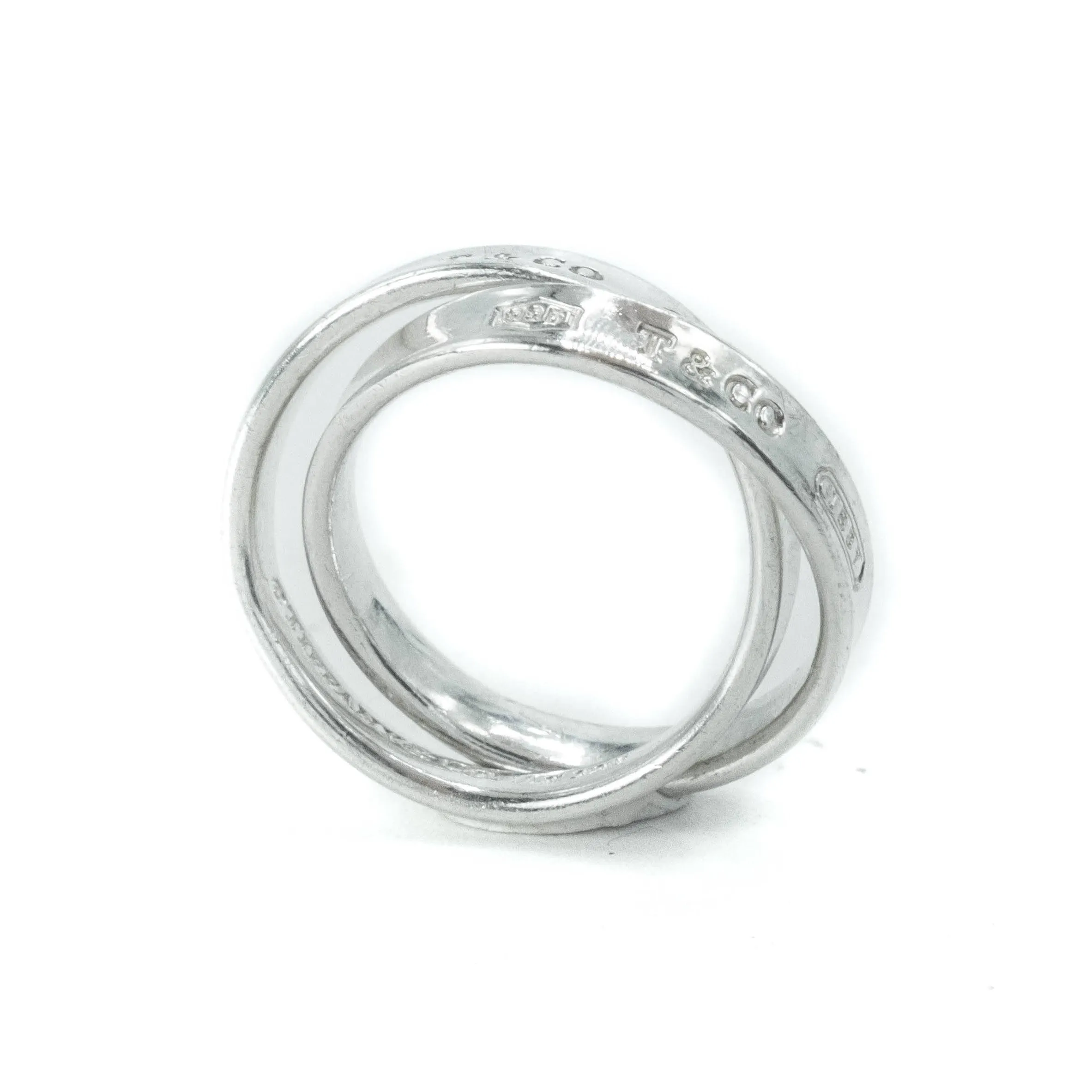 Tiffany & Co 1837 Sterling Silver Interlocking Circles Ring Size : J