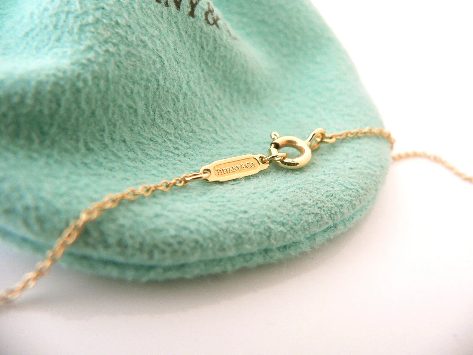 Tiffany & Co 18K Gold Gehry Nature Orchid Flower Necklace Pendant Chain Pouch