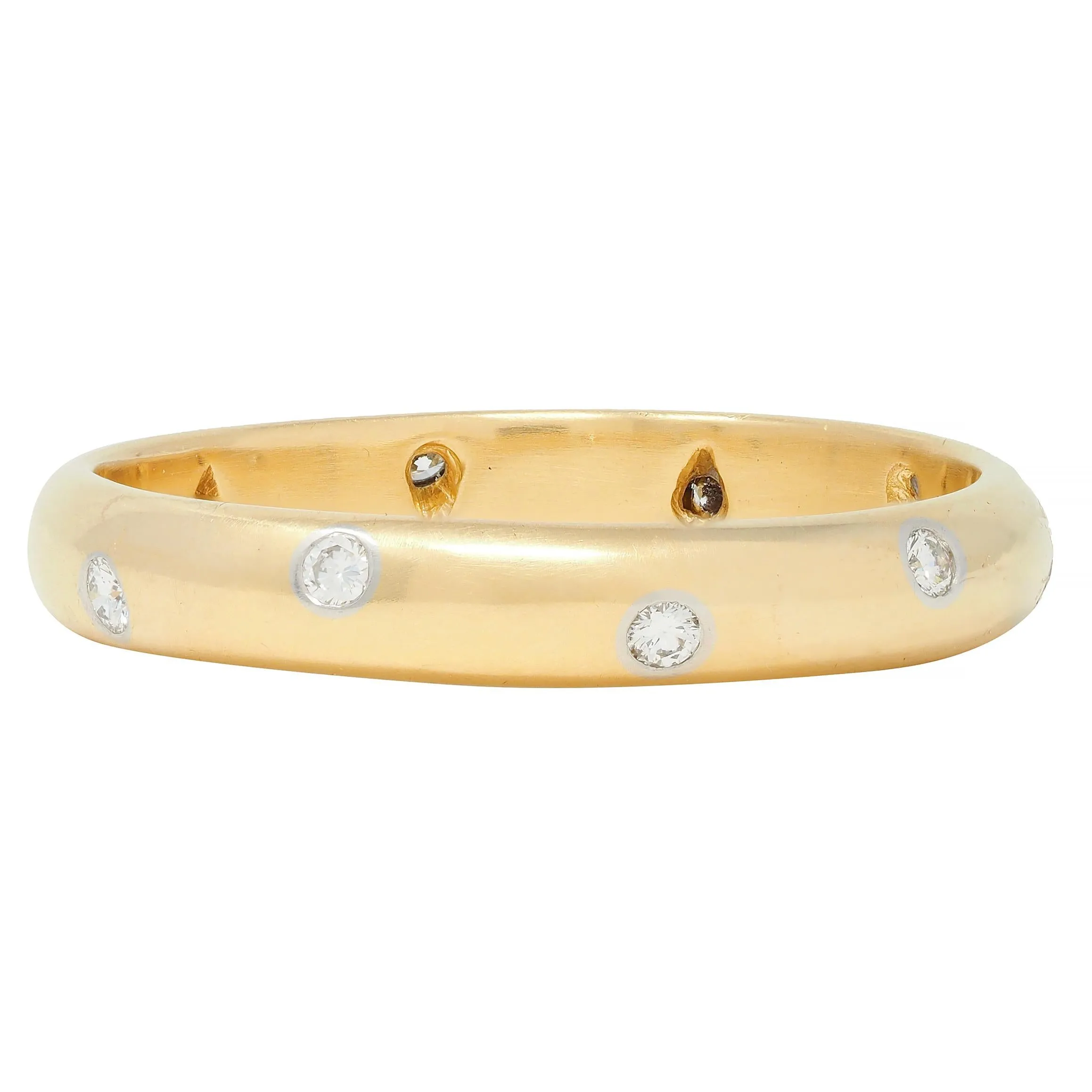 Tiffany & Co. 1990's Diamond Platinum 18 Karat Yellow Gold Etoile Band Ring