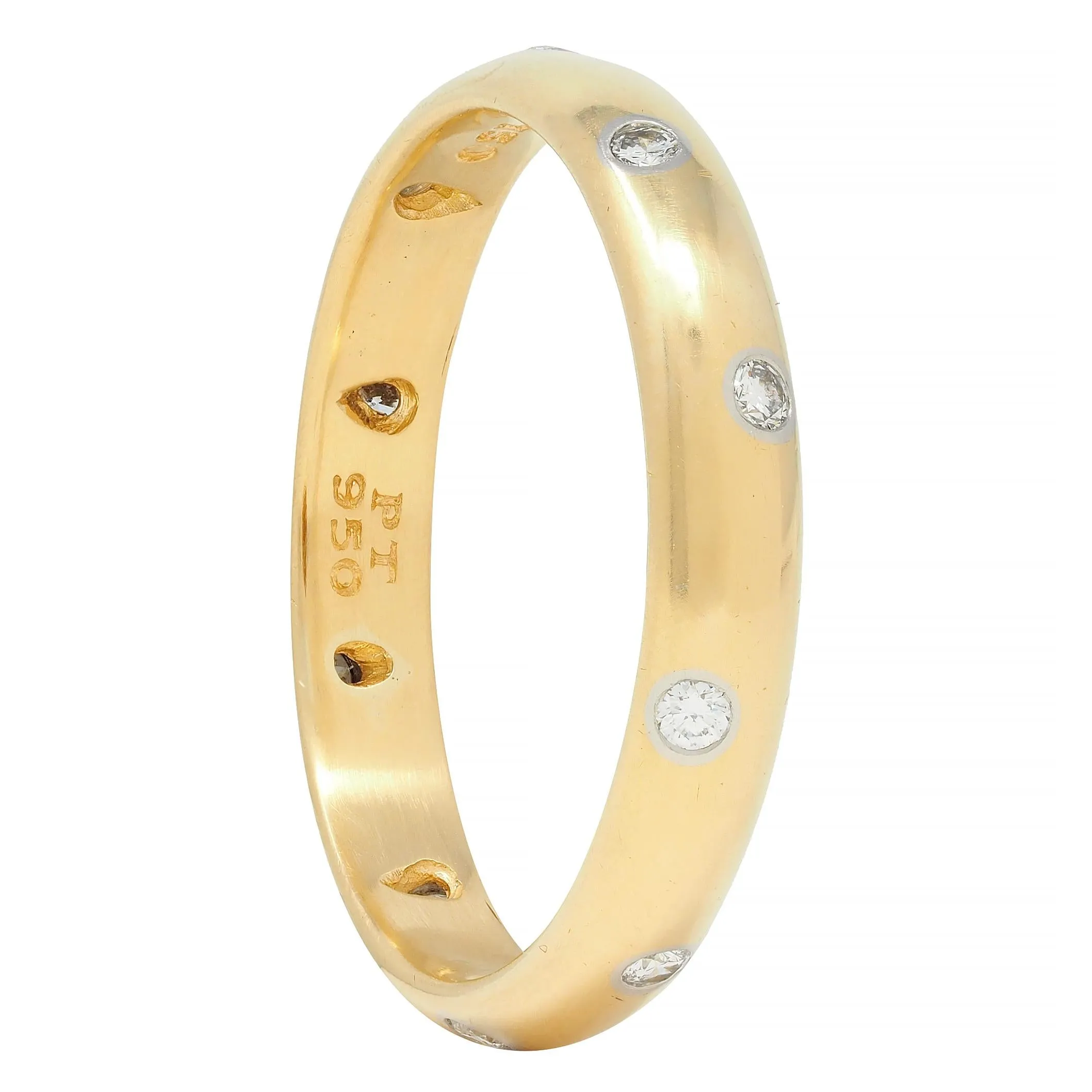 Tiffany & Co. 1990's Diamond Platinum 18 Karat Yellow Gold Etoile Band Ring