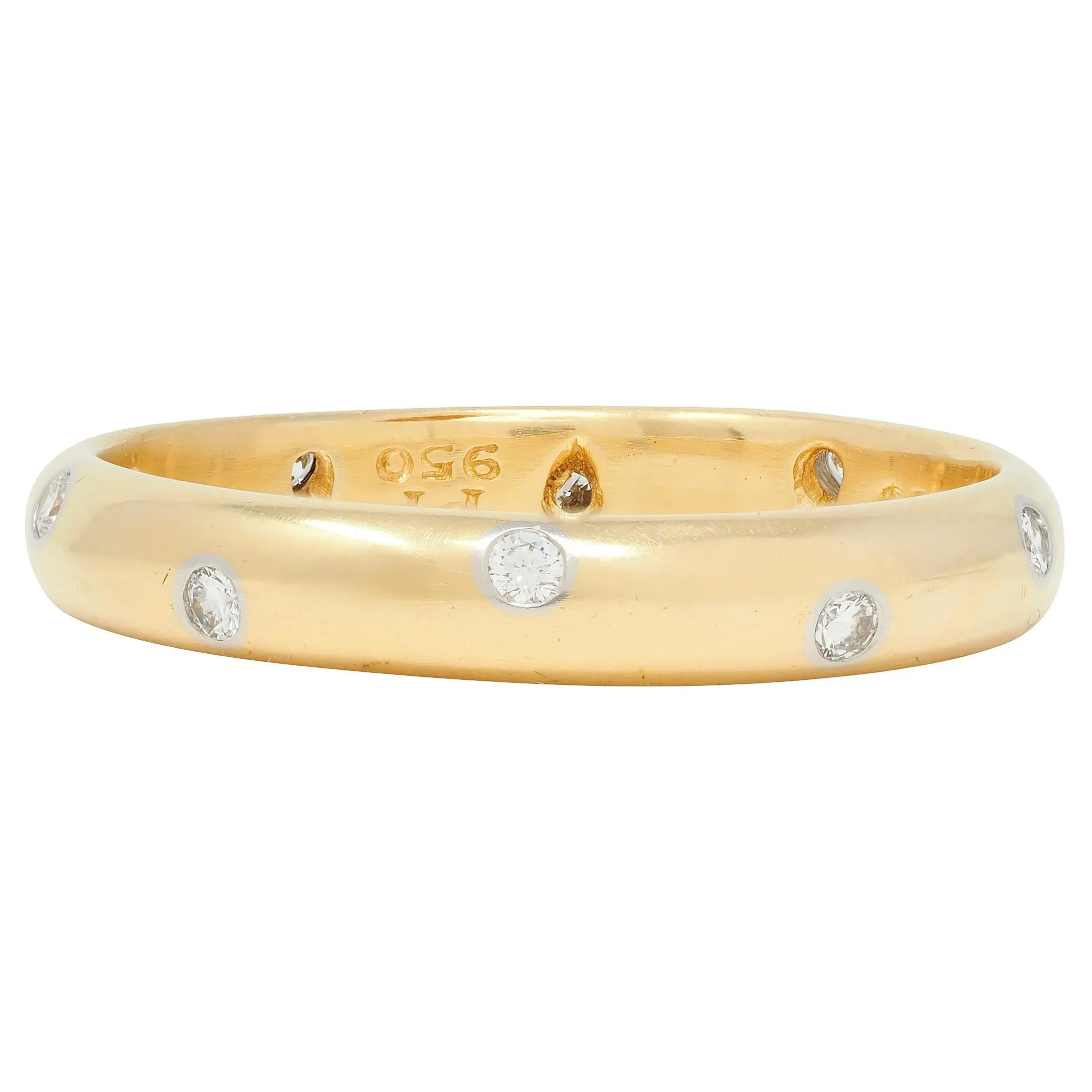 Tiffany & Co. 1990's Diamond Platinum 18 Karat Yellow Gold Etoile Band Ring
