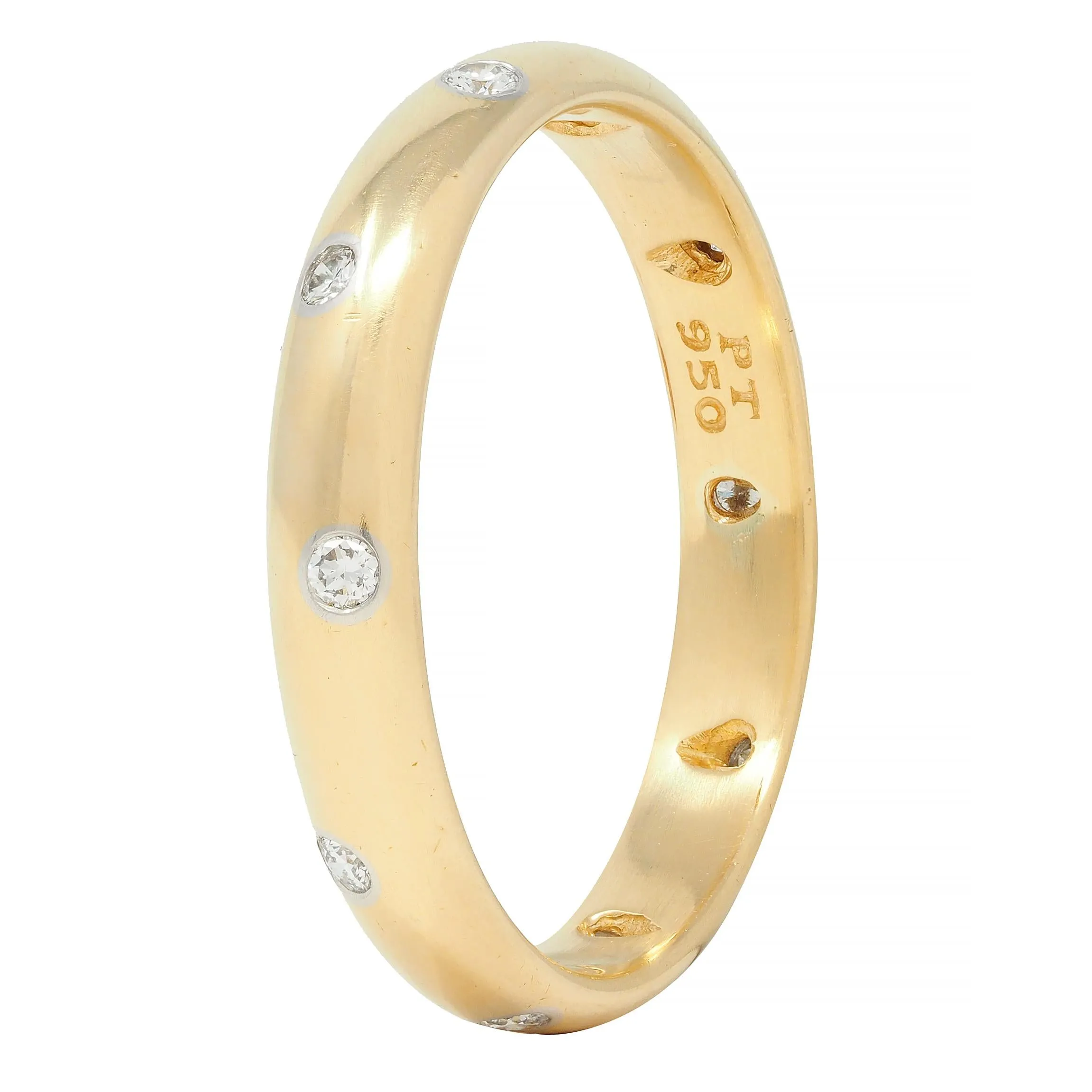 Tiffany & Co. 1990's Diamond Platinum 18 Karat Yellow Gold Etoile Band Ring