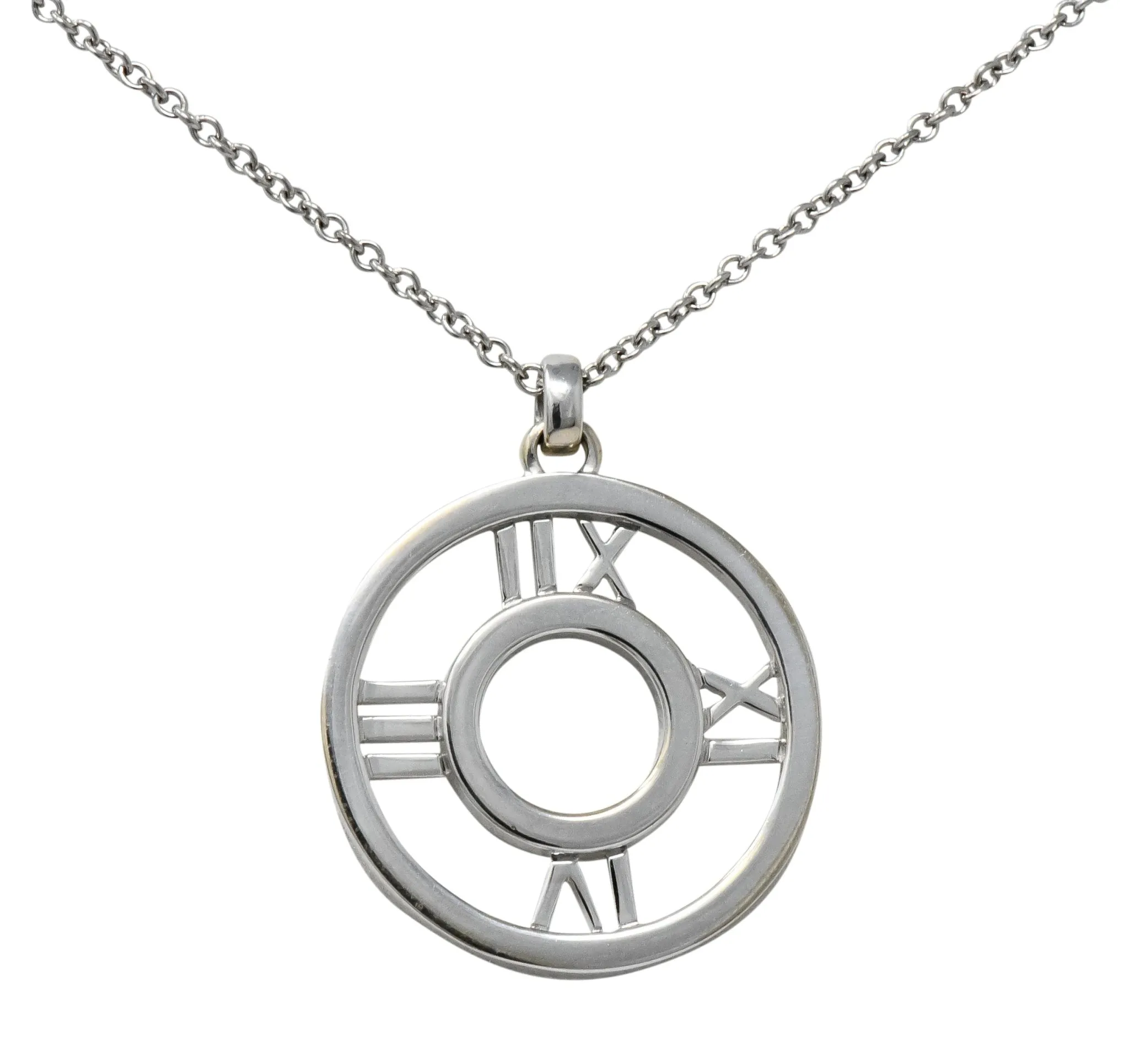 Tiffany & Co. 2003 Atlas 0.30 CTW Round Brilliant Diamond 18 Karat White Gold Pendant Necklace