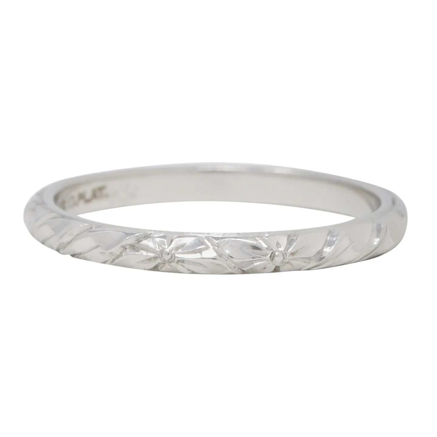 Tiffany & Co. Art Deco Platinum Orange Blossom Band Vintage Stacking Ring