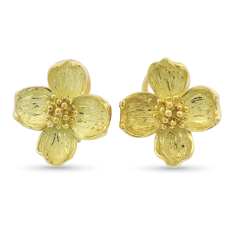 Tiffany & Co. Estate 18k Yellow Gold Dogflower Earrings