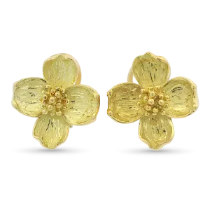 Tiffany & Co. Estate 18k Yellow Gold Dogflower Earrings