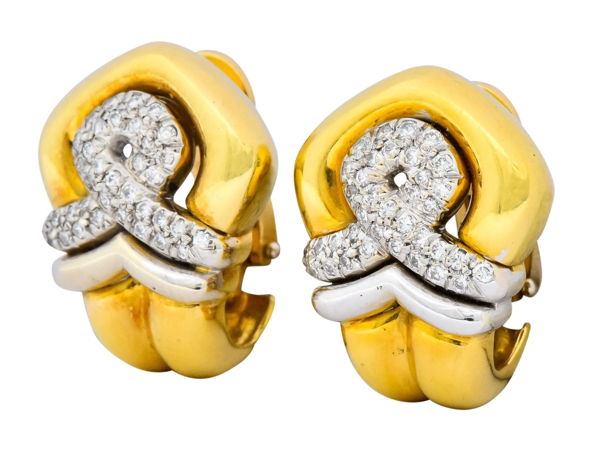 Tiffany & Co. Faraone 1.10 CTW Diamond 18 Karat Two-Tone Gold Ear-Clip Earrings